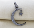 Pave Diamond Crescent Moon and Star Charm (DC-7086)